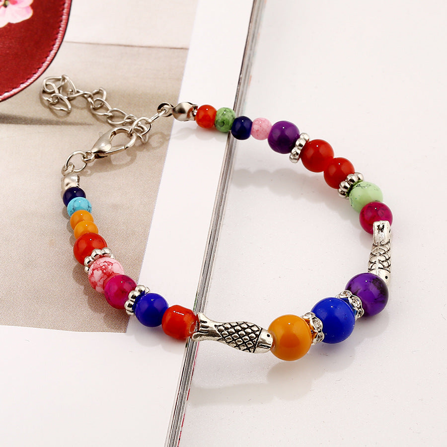 Wholesale Colored Beads Alloy Bracelets